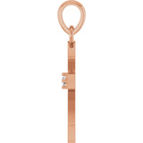 14K Gold Round Natural Diamond Accented Cross Necklace or Pendant – 0.02 CTW - Rose Gold - view 3