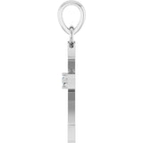 14K Gold Round Natural Diamond Accented Cross Necklace or Pendant – 0.02 CTW - White Gold - view 3