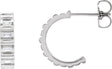 Platinum Natural Diamond Straight Baguette Hoop Earrings