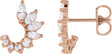 14K Gold Marquise Natural Diamond Accented Front-Back Earrings - Rose Gold