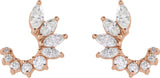 14K Gold Marquise Natural Diamond Accented Front-Back Earrings - Rose Gold - view 3