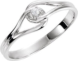 14K Gold Round Natural Diamond Interlocking Ring - White Gold