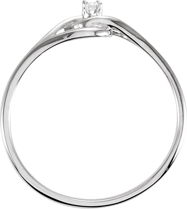 14K Gold Round Natural Diamond Interlocking Ring - White Gold - view 2