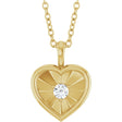 14K Gold Round Natural Diamond Accented Heart Necklace or Pendant – 1/10 CTW - Yellow Gold