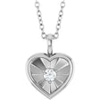 Platinum Round Natural Diamond Accented Heart Necklace or Pendant – 1/10 CTW