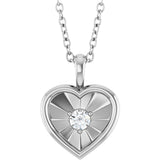 Platinum Round Natural Diamond Accented Heart Necklace or Pendant – 1/10 CTW