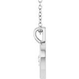 14K Gold Round Natural Diamond Accented Heart Necklace or Pendant – 1/10 CTW - White Gold - view 3