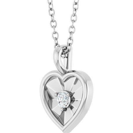 Platinum Round Natural Diamond Accented Heart Necklace or Pendant – 1/10 CTW - view 2