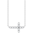 14K Gold Round Lab-Grown Diamond Accented Sideways Cross Necklace – 1/3 CTW - White Gold