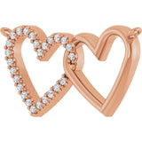 14K Gold Round Lab-Grown Diamond Interlocking Heart Necklace - Rose Gold - view 2