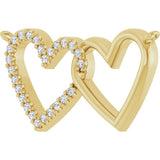 14K Gold Round Lab-Grown Diamond Interlocking Heart Necklace - Yellow Gold - view 2