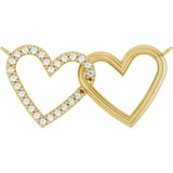 14K Gold Round Natural Diamond Interlocking Heart Necklace - Yellow Gold