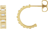 14K Gold Natural Diamond Straight Baguette Hoop Earrings - Yellow Gold