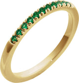 10K Gold Round Natural Emerald Birthstone Stackable Ring - Yellow Gold