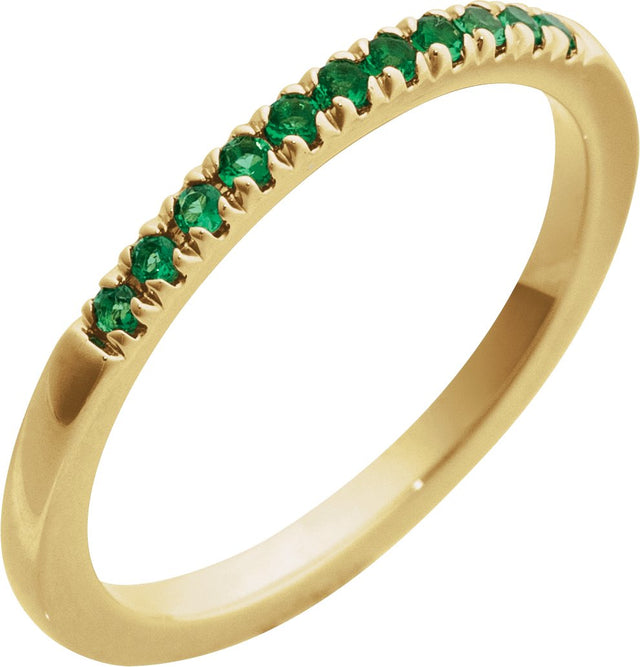 10K Gold Round Lab-Grown Emerald Birthstone Stackable Ring - Yellow Gold