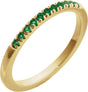 10K Gold Round Lab-Grown Emerald Birthstone Stackable Ring - Yellow Gold