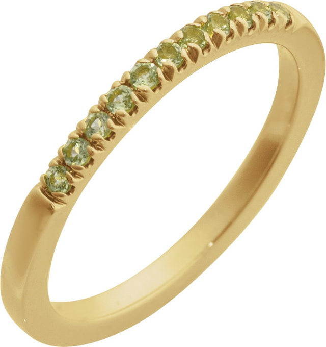 14K Gold Round Natural Peridot Birthstone Stackable Ring - Yellow Gold