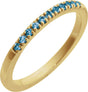 10K Gold Round Natural London Blue Topaz Birthstone Stackable Ring - Yellow Gold