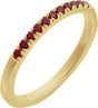 10K Gold Round Natural Mozambique Garnet Birthstone Stackable Ring - Yellow Gold