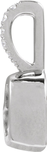 Platinum Round Natural Diamond Engravable Heart Pendant - view 2