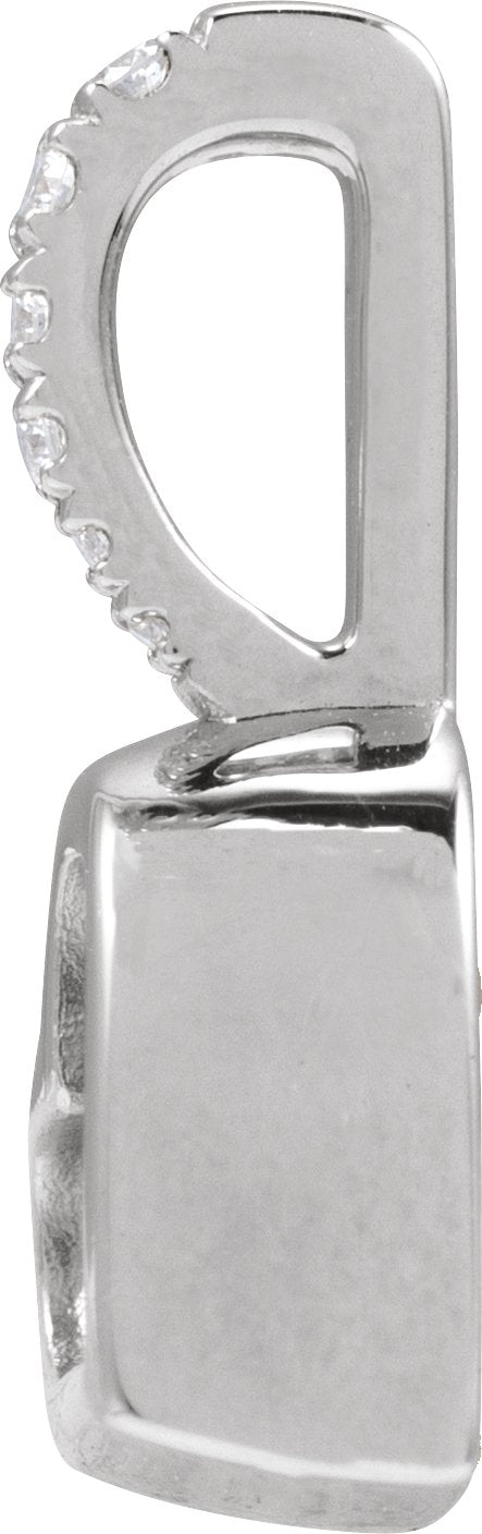 Platinum Round Natural Diamond Engravable Heart Pendant - view 2