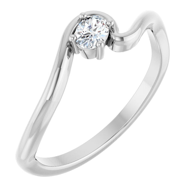 Platinum Oval Natural Diamond Solitaire Freefrom Ring