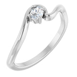 14K Gold Oval Natural Diamond Solitaire Freefrom Ring - White Gold