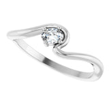Platinum Oval Natural Diamond Solitaire Freefrom Ring - view 5