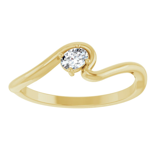 14K Gold Oval Lab-Grown Diamond Solitaire Freefrom Ring - Yellow Gold - view 3