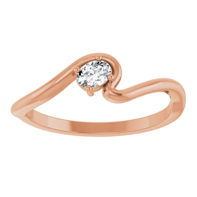 14K Gold Oval Lab-Grown Diamond Solitaire Freefrom Ring - Rose Gold - view 3