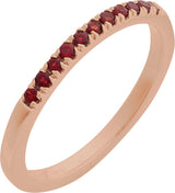 10K Gold Round Natural Mozambique Garnet Birthstone Stackable Ring - Rose Gold