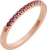 10K Gold Round Natural Ruby Birthstone Stackable Ring - Rose Gold