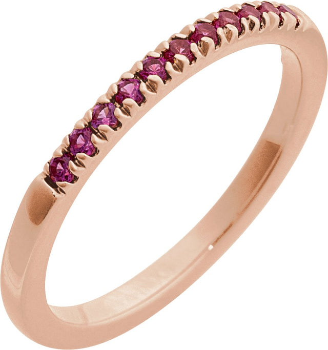 10K Gold Round Natural Ruby Birthstone Stackable Ring - Rose Gold