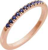 10K Gold Round Lab-Grown Blue Sapphire Birthstone Stackable Ring - Rose Gold