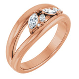 14K Gold Marquise Natural Diamond Accented Negative Space Ring - Rose Gold