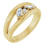 14K Gold Marquise Natural Diamond Accented Negative Space Ring - Yellow Gold