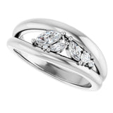 Platinum Marquise Natural Diamond Accented Negative Space Ring - view 5