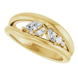 14K Gold Marquise Natural Diamond Accented Negative Space Ring - Yellow Gold - view 5