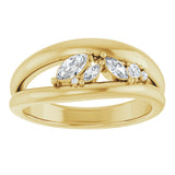 14K Gold Marquise Natural Diamond Accented Negative Space Ring - Yellow Gold - view 3