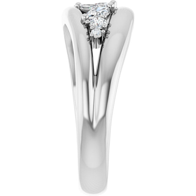 14K Gold Marquise Natural Diamond Accented Negative Space Ring - White Gold - view 4