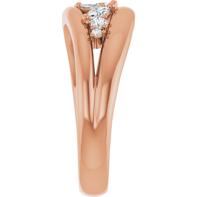 14K Gold Marquise Natural Diamond Accented Negative Space Ring - Rose Gold - view 4