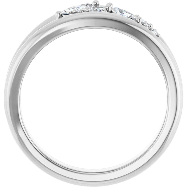 14K Gold Marquise Natural Diamond Accented Negative Space Ring - White Gold - view 2