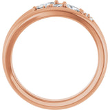 14K Gold Marquise Natural Diamond Accented Negative Space Ring - Rose Gold - view 2