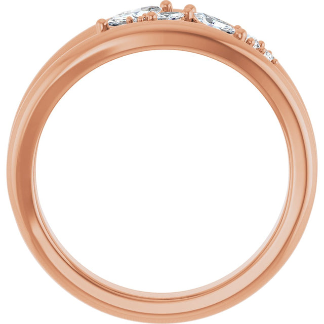 14K Gold Marquise Natural Diamond Accented Negative Space Ring - Rose Gold - view 2