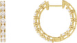14K Gold Oval Lab-Grown Diamond Inside-Outside Hoop Earrings - Yellow Gold