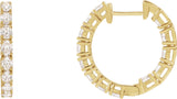 14K Gold Oval Lab-Grown Diamond Inside-Outside Hoop Earrings - Yellow Gold