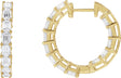 14K Gold Emerald Natural Diamond Inside-Outside Hoop Earrings - Yellow Gold