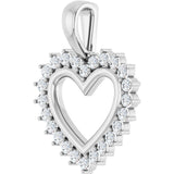 Platinum Round Natural Diamond Accented Heart Necklace or Pendant – 1/3 CTW - view 2