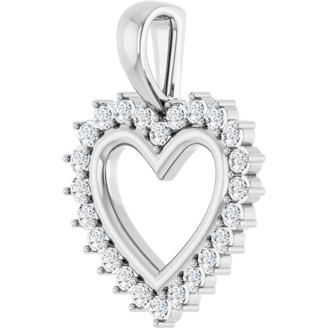 Platinum Round Natural Diamond Accented Heart Necklace or Pendant – 1/3 CTW - view 2