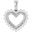 Platinum Round Natural Diamond Accented Heart Necklace or Pendant – 1/3 CTW
